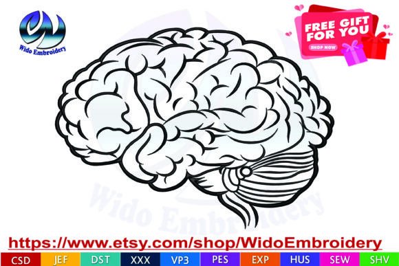 Anatomically Brain Embroidery Design
