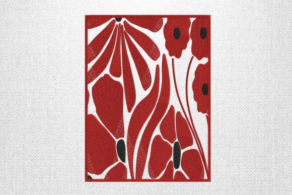 Bold Red Poppy Floral Embroidery