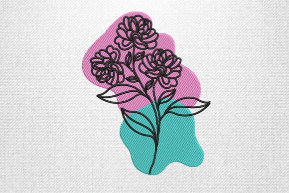 Chic Floral Line Embroidery Design