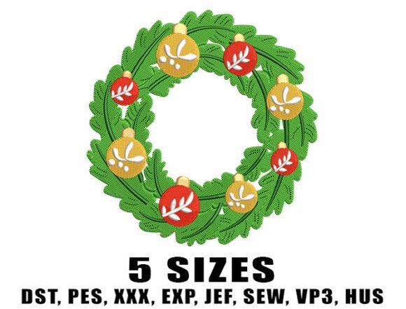 Christmas Leaf Wreath Embroidery Design