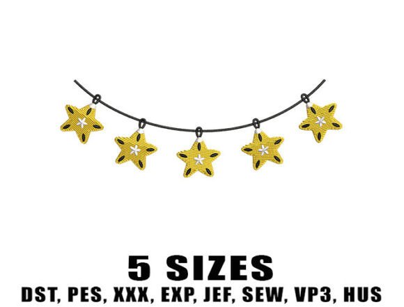 Christmas Star Garland Embroidery Design
