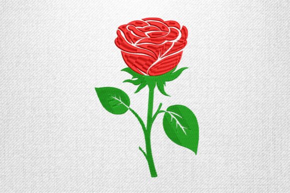 Classic Red Rose Embroidery Design