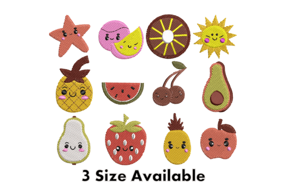 Cute Fruits Sun Embroidery Design