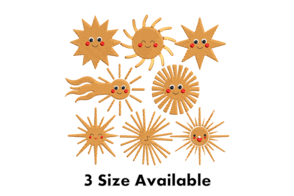 Cute Sun Faces Embroidery Design
