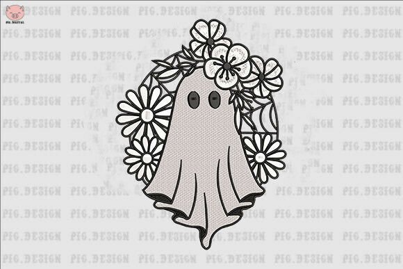 Floral Ghost Embroidery Design