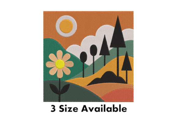 Floral Landscape Embroidery Design