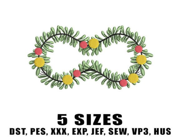 Garland Wreath Bow Embroidery Design