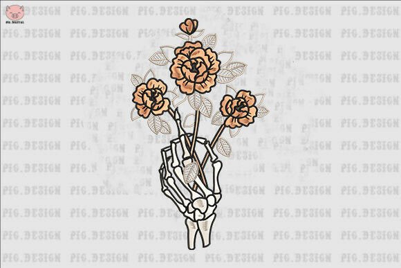 Halloween Bone Hand Flower Embroidery
