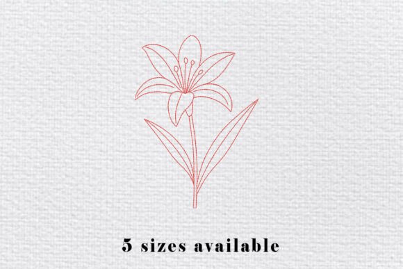 Lily Flower Outline Embroidery Design
