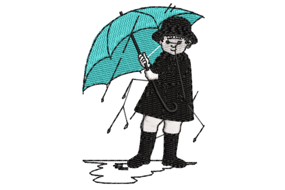 Little Girl with Umbrella Embroidery