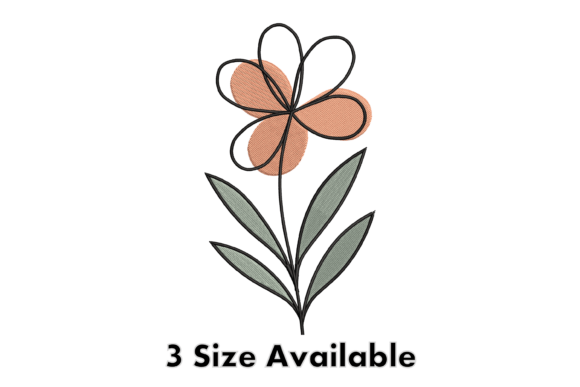 Minimal Line Floral Embroidery Design
