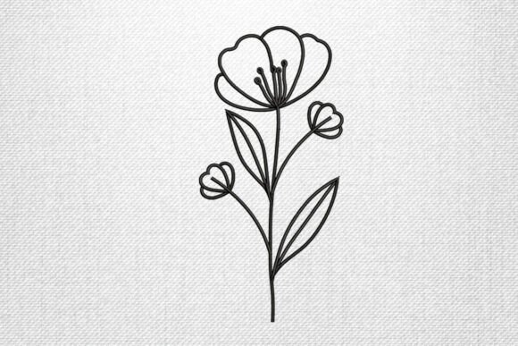 Minimalist Floral Stem Embroidery Design