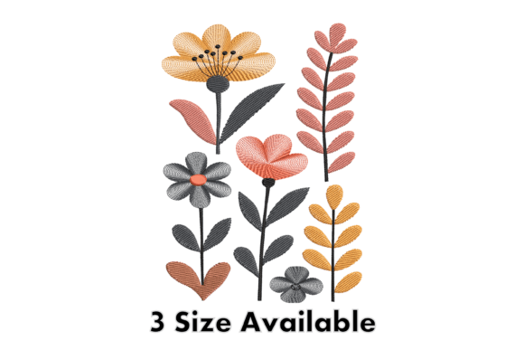 Modern Floral Embroidery Design Set