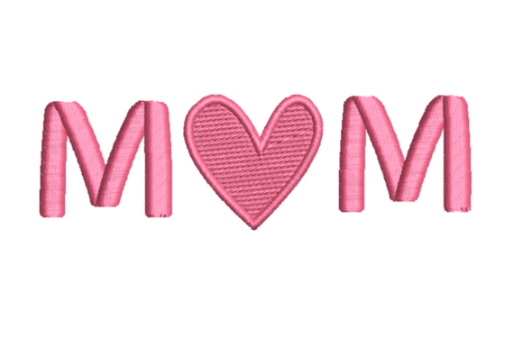 Mom with Heart Embroidery Design
