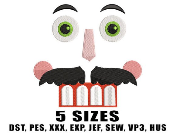 Nutcracker Eyes Face Embroidery Design