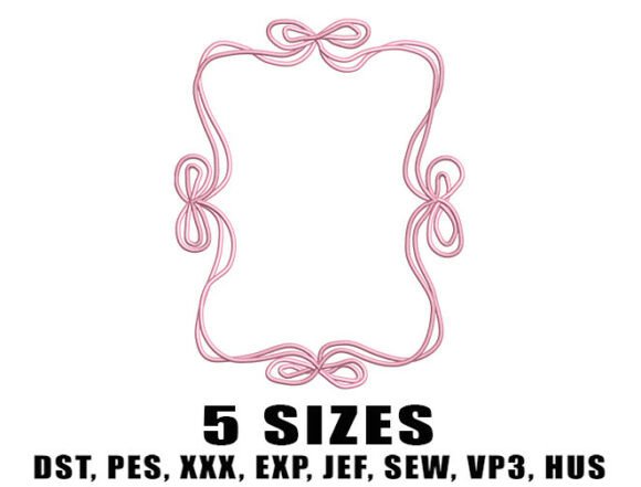 Pink Loop Bow Frame Embroidery Design