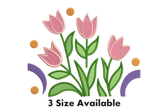 Pink Tulip Embroidery Design File