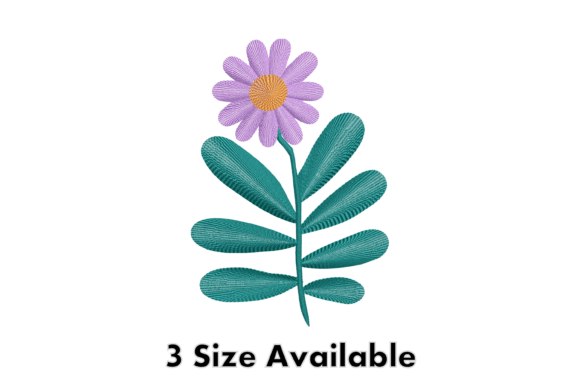 Purple Daisy Floral Embroidery Design
