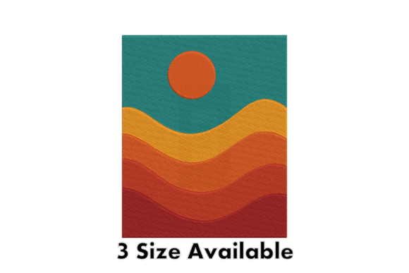 Retro Sunset Embroidery Design
