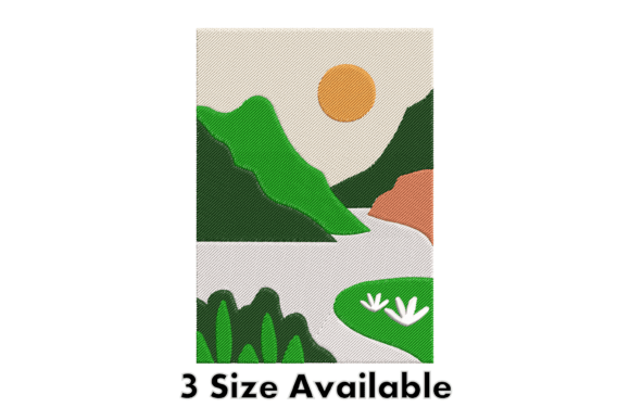 Scenic Mountain River Embroidery Art