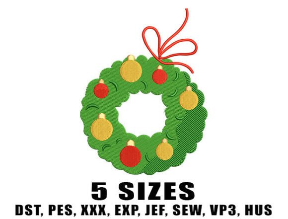 Seasonal Wreath Embroidery Design