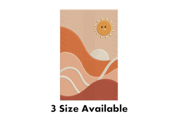 Smiling Sun and Hills Embroidery Art