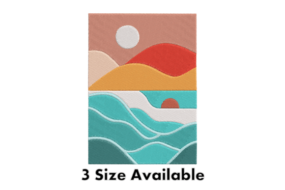 Sunset Waves Landscape Embroidery