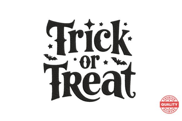 Trick or Treat Halloween Text Embroidery