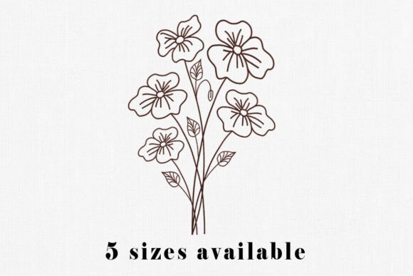 Wildflower Outline Embroidery Design