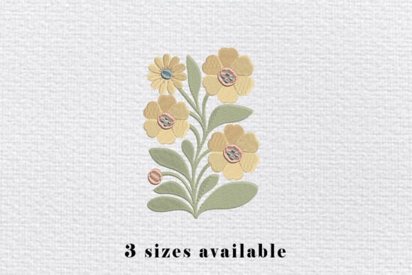 Yellow Floral Embroidery Design